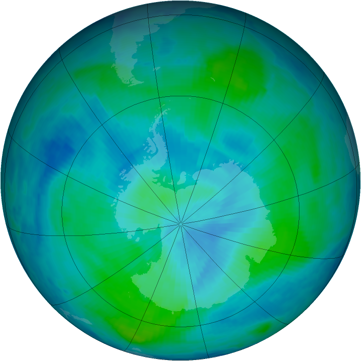 Antarctic ozone map for 24 February 1997